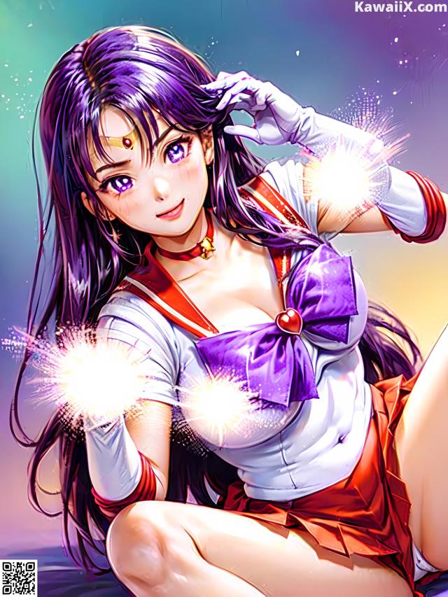A girl in a sailor outfit holding a sparkler.